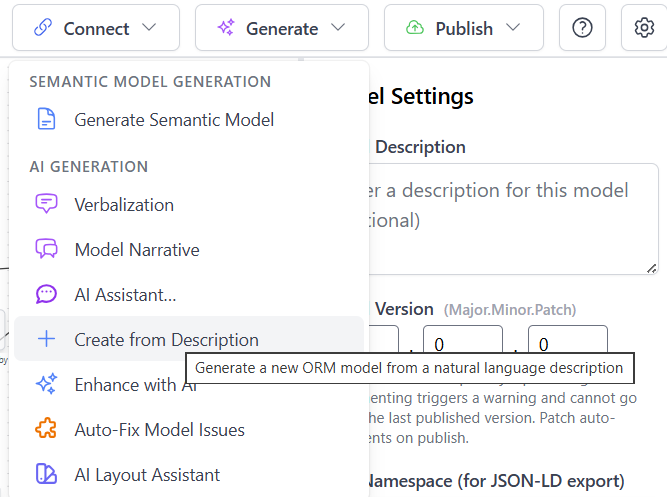 Create from Description Menu